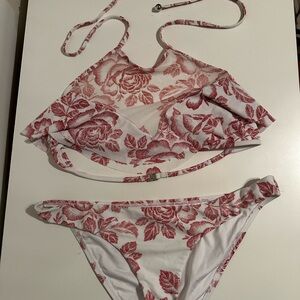 Zimmerman Floral Red and White Bikini Set Women’s Size 3 M/L (US) 8-10